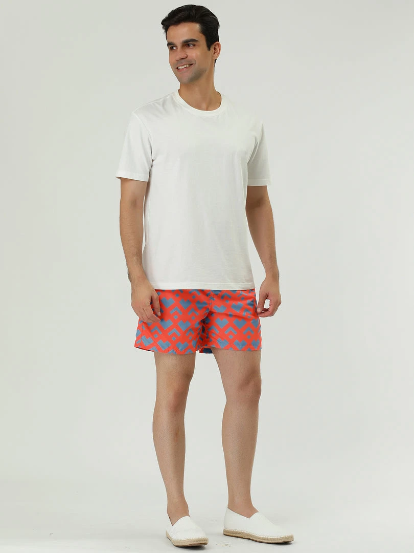 Allegra K Men's Summer Swim Elastic Waist Drawstring Pattern Beach Board Shorts With Mesh Lining 7 Allegra K Men's Summer Swim Elastic Waist Drawstring Pattern Beach Board Shorts With Mesh Lining