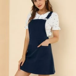 Allegra K Women's Adjustable Strap Above Knee Suspender Dress