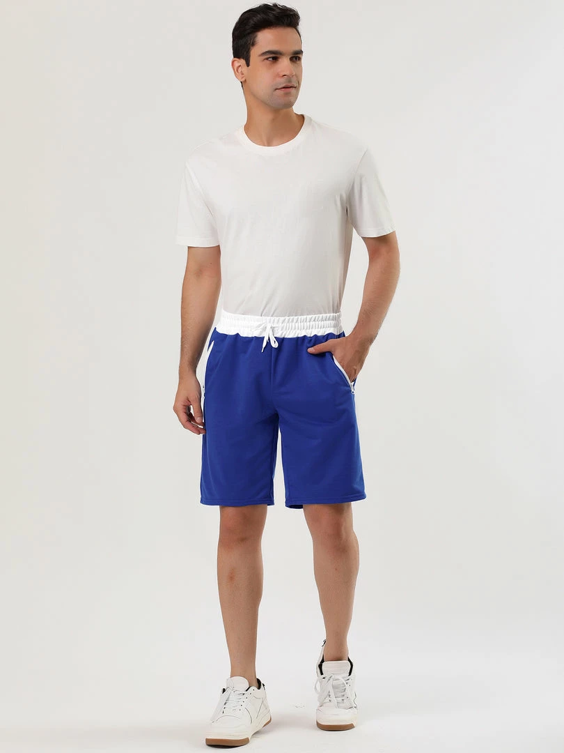 Allegra K Men's Training Drawstring Waist Color Block Zipper Pockets Jogging Board Shorts 19 Allegra K Men's Training Drawstring Waist Color Block Zipper Pockets Jogging Board Shorts