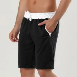 Allegra K Men's Training Drawstring Waist Color Block Zipper Pockets Jogging Board Shorts 41 Allegra K Men's Training Drawstring Waist Color Block Zipper Pockets Jogging Board Shorts