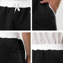 Allegra K Men's Training Drawstring Waist Color Block Zipper Pockets Jogging Board Shorts 45 Allegra K Men's Training Drawstring Waist Color Block Zipper Pockets Jogging Board Shorts