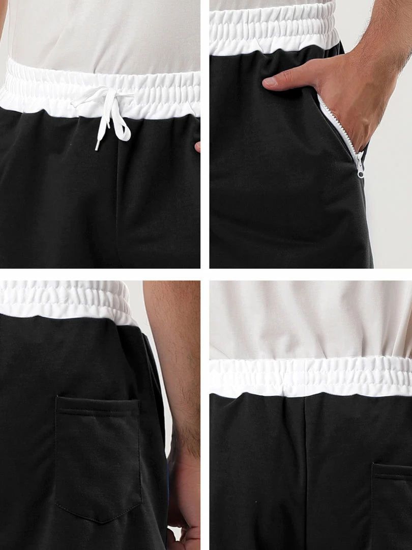 Allegra K Men's Training Drawstring Waist Color Block Zipper Pockets Jogging Board Shorts 15 Allegra K Men's Training Drawstring Waist Color Block Zipper Pockets Jogging Board Shorts
