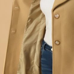 Allegra K Women's Casual Cute Turn Down Collar Slim Single Breasted Belted Coat