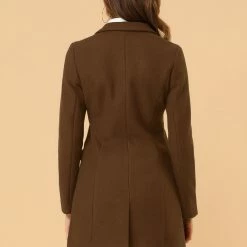 Allegra K Single Breasted Notched Lapel Coat With Flap Pockets