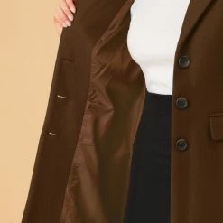 Allegra K Single Breasted Notched Lapel Coat With Flap Pockets