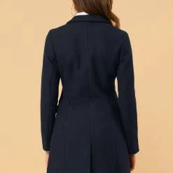 Allegra K Single Breasted Notched Lapel Coat With Flap Pockets