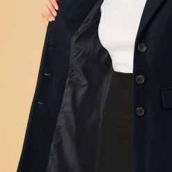 Allegra K Single Breasted Notched Lapel Coat With Flap Pockets