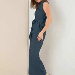 Allegra K Women's Sleeveless Jumpsuit Wide Legs Cotton Tie Button Up Work Jumpsuit 24 Allegra K Women's Sleeveless Jumpsuit Wide Legs Cotton Tie Button Up Work Jumpsuit