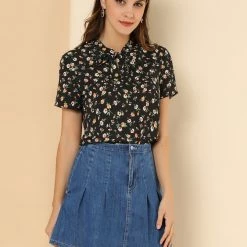 Allegra K Tie Bow Neck Cherry Printed Blouse Clothing 101 Allegra K Tie Bow Neck Cherry Printed Blouse Clothing