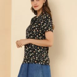 Allegra K Tie Bow Neck Cherry Printed Blouse Clothing 102 Allegra K Tie Bow Neck Cherry Printed Blouse Clothing