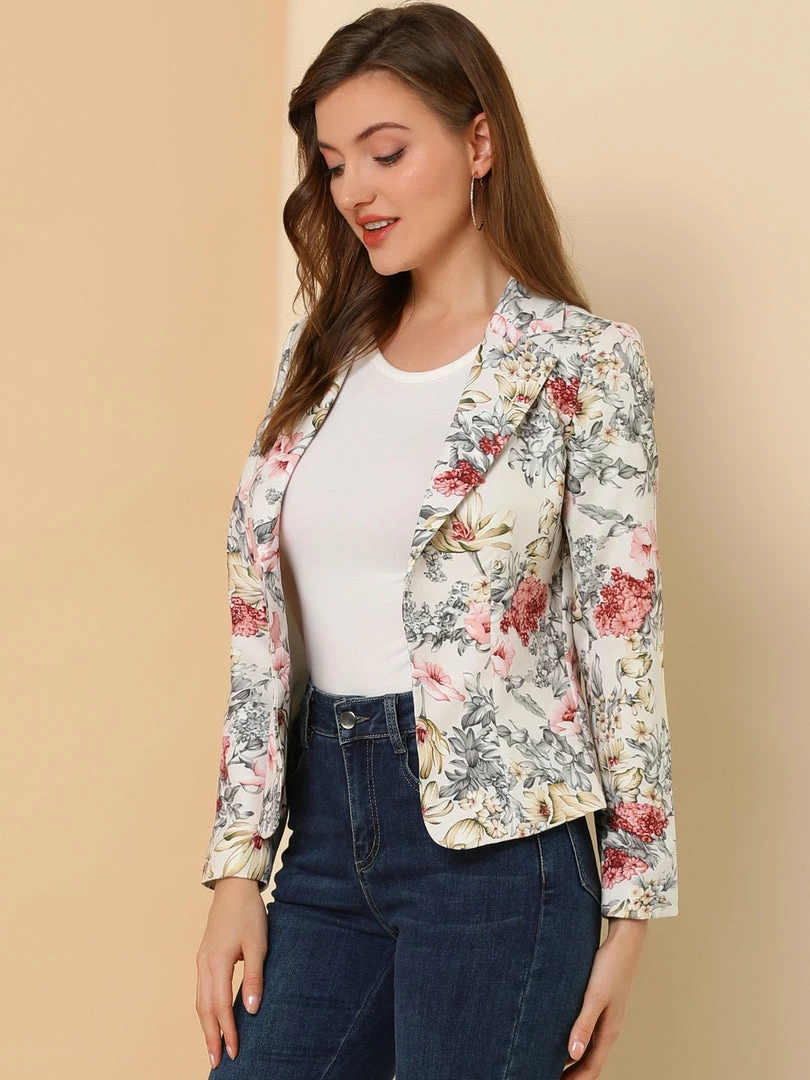 Women Allegra K Notched Lapel Open Front Blazer In Floral Print 22 Women Allegra K Notched Lapel Open Front Blazer In Floral Print