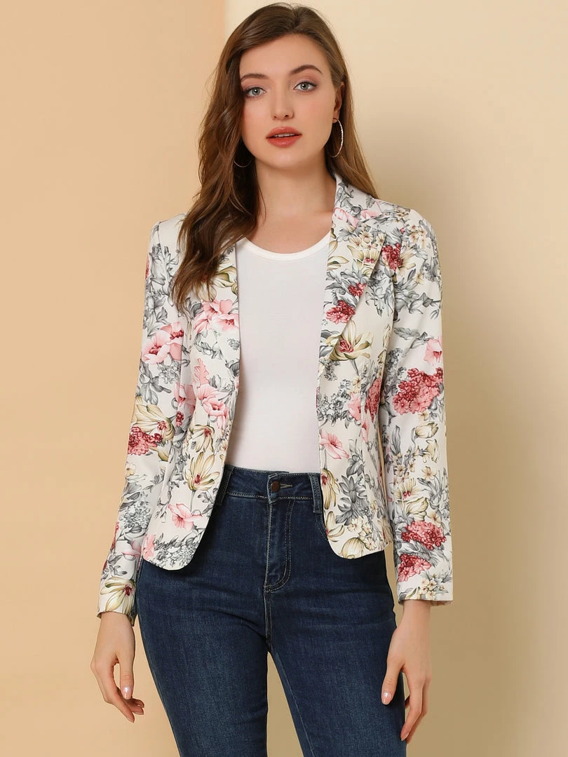 Women Allegra K Notched Lapel Open Front Blazer In Floral Print 23 Women Allegra K Notched Lapel Open Front Blazer In Floral Print