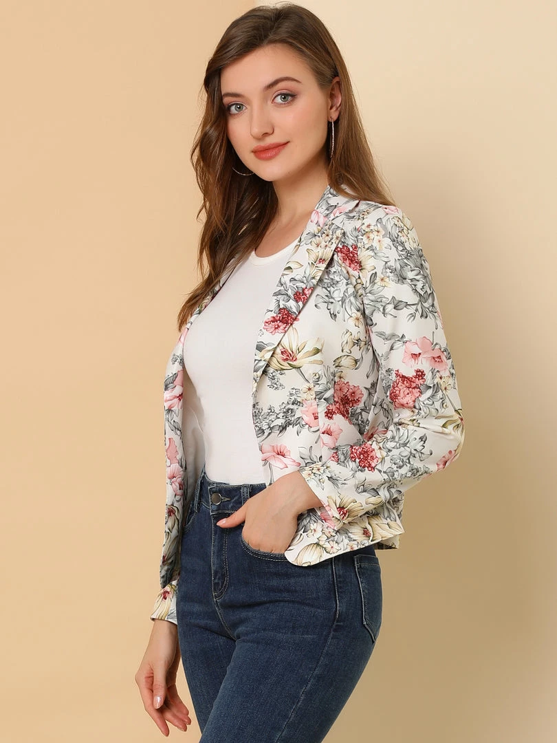Women Allegra K Notched Lapel Open Front Blazer In Floral Print 24 Women Allegra K Notched Lapel Open Front Blazer In Floral Print