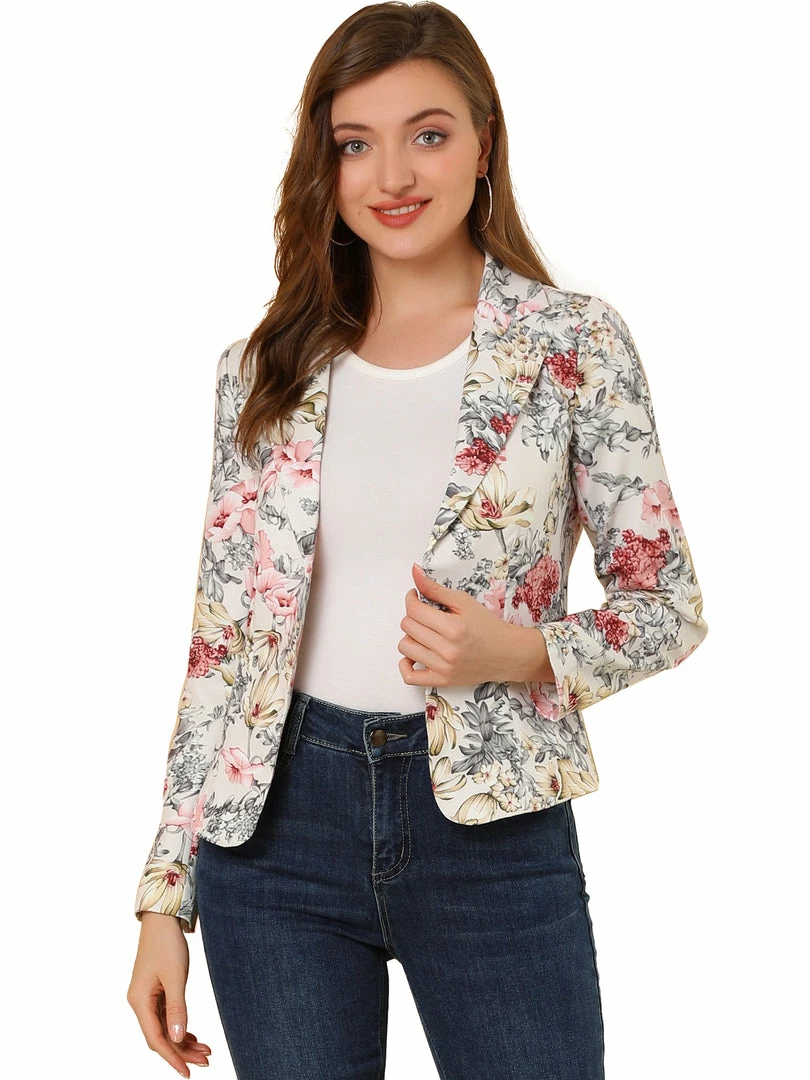 Women Allegra K Notched Lapel Open Front Blazer In Floral Print 21 Women Allegra K Notched Lapel Open Front Blazer In Floral Print