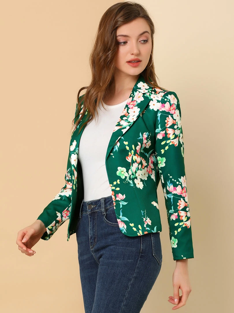 Women Allegra K Notched Lapel Open Front Blazer In Floral Print 10 Women Allegra K Notched Lapel Open Front Blazer In Floral Print