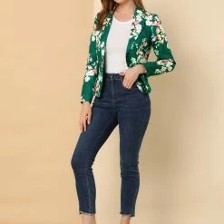 Women Allegra K Notched Lapel Open Front Blazer In Floral Print 64 Women Allegra K Notched Lapel Open Front Blazer In Floral Print