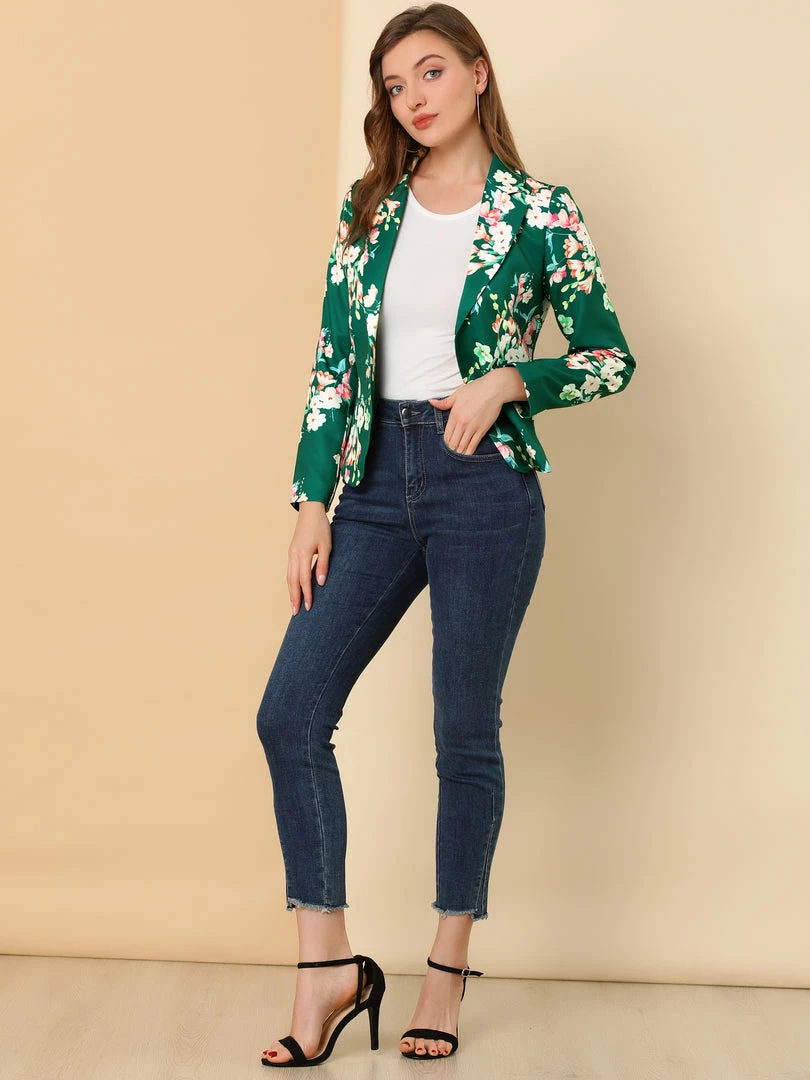 Women Allegra K Notched Lapel Open Front Blazer In Floral Print 11 Women Allegra K Notched Lapel Open Front Blazer In Floral Print