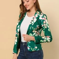Women Allegra K Notched Lapel Open Front Blazer In Floral Print 65 Women Allegra K Notched Lapel Open Front Blazer In Floral Print