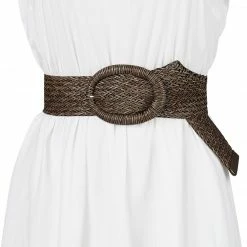 Allegra K Womens Woven Belts Wide Waist Belts For Dress Decor Adjustable Accessories