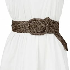 Allegra K Women Wide Waist Belts Braided Woven Belts For Dress Chunky Buckle Accessories