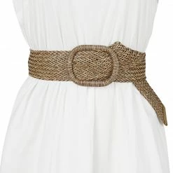 Allegra K Women Wide Waist Belts Braided Woven Belts For Dress Chunky Buckle Accessories