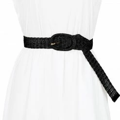 Allegra K Womens Skinny Waist Belts Braided Woven Belts For Dress Metal Buckle