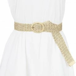 Allegra K Accessories Womens Skinny Waist Belts Braided Belts For Dress Round Metal Buckle Adjustable