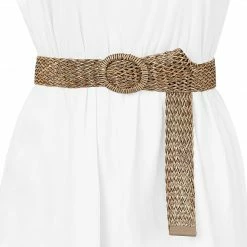 Allegra K Accessories Womens Skinny Waist Belts Braided Belts For Dress Round Metal Buckle Adjustable