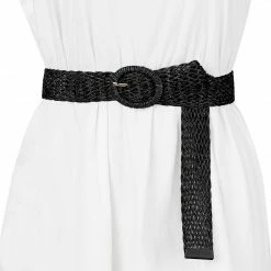 Allegra K Accessories Womens Skinny Waist Belts Braided Belts For Dress Round Metal Buckle Adjustable
