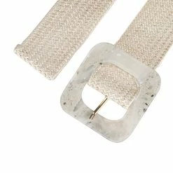 Allegra K Womens Stretchy Wide Waist Belts Braided Belts For Dress Square Buckle Adjustable Accessories