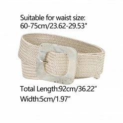 Allegra K Womens Stretchy Wide Waist Belts Braided Belts For Dress Square Buckle Adjustable Accessories