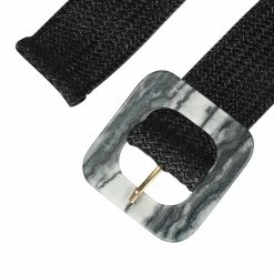 Allegra K Womens Stretchy Wide Waist Belts Braided Belts For Dress Square Buckle Adjustable Accessories
