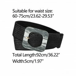 Allegra K Womens Stretchy Wide Waist Belts Braided Belts For Dress Square Buckle Adjustable Accessories