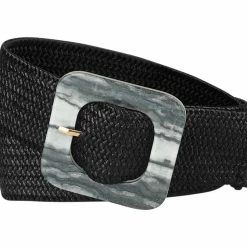 Allegra K Womens Stretchy Wide Waist Belts Braided Belts For Dress Square Buckle Adjustable Accessories