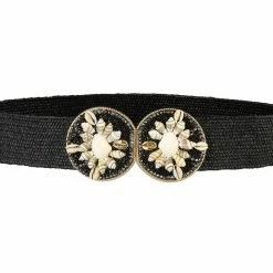 Allegra K Womens Elastic Wide Waist Belts Braided Belts For Dress Shell Buckle