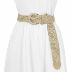 Allegra K Woven Waist Belts Wide Braided Belts For Women Dress Metal Buckle Accessories