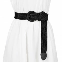 Allegra K Woven Waist Belts Wide Braided Belts For Women Dress Metal Buckle Accessories