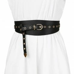 Allegra K Womens Vintage Wide Waist Belt For Dresses Faux Leather Waistband Metal Buckle