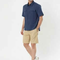 Allegra K Men's Summer Short Sleeves Button Down Solid Shirt With Pockets