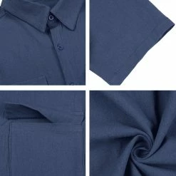 Allegra K Men's Summer Short Sleeves Button Down Solid Shirt With Pockets