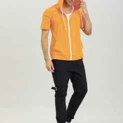 Allegra K Men's Hoodies Solid Color Zip Up Short Sleeve Jackets With Hood 31 Allegra K Men's Hoodies Solid Color Zip Up Short Sleeve Jackets With Hood