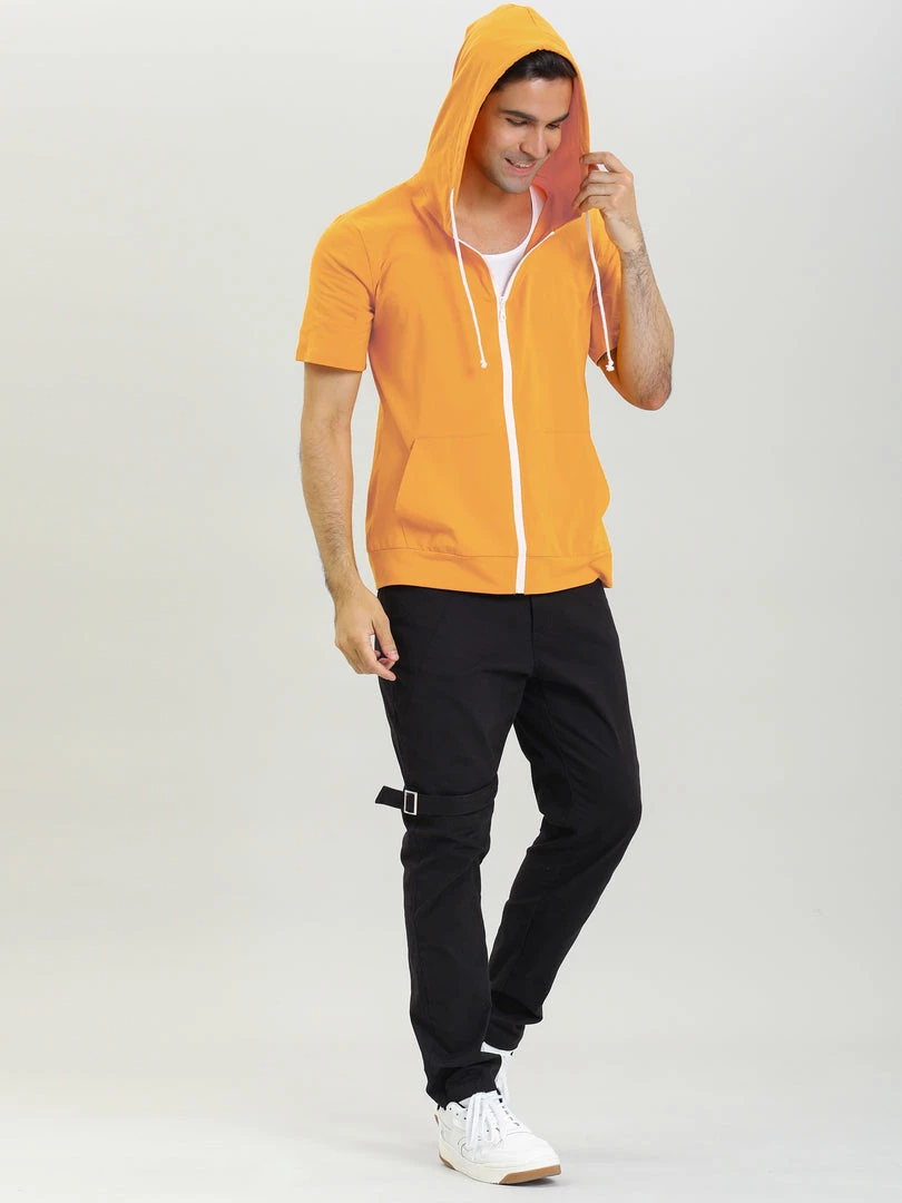 Allegra K Men's Hoodies Solid Color Zip Up Short Sleeve Jackets With Hood 6 Allegra K Men's Hoodies Solid Color Zip Up Short Sleeve Jackets With Hood