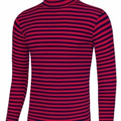 Allegra K Men's Casual Winter Striped Turtleneck Long Sleeves Pullover Hip Hop T-shirt
