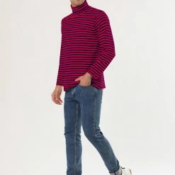 Allegra K Men's Casual Winter Striped Turtleneck Long Sleeves Pullover Hip Hop T-shirt