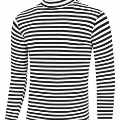 Allegra K Men's Casual Winter Striped Turtleneck Long Sleeves Pullover Hip Hop T-shirt