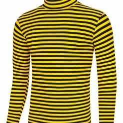 Allegra K Men's Casual Winter Striped Turtleneck Long Sleeves Pullover Hip Hop T-shirt