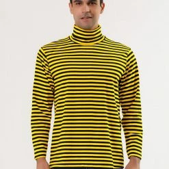 Allegra K Men's Casual Winter Striped Turtleneck Long Sleeves Pullover Hip Hop T-shirt