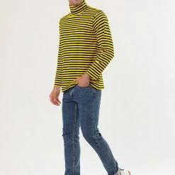 Allegra K Men's Casual Winter Striped Turtleneck Long Sleeves Pullover Hip Hop T-shirt