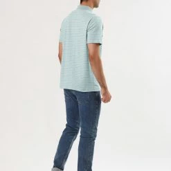 Allegra K Men's Casual Striped Polo Golf Short Sleeves Color Block Polo Shirt