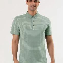 Allegra K Men's Casual Striped Polo Golf Short Sleeves Color Block Polo Shirt